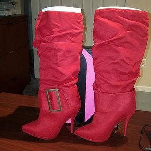 Michael Antonio Red Suede ❤️ Knee High Heel Boots